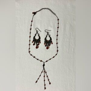 Women’s Beaded Costume Jewelry Necklace And Earring Set